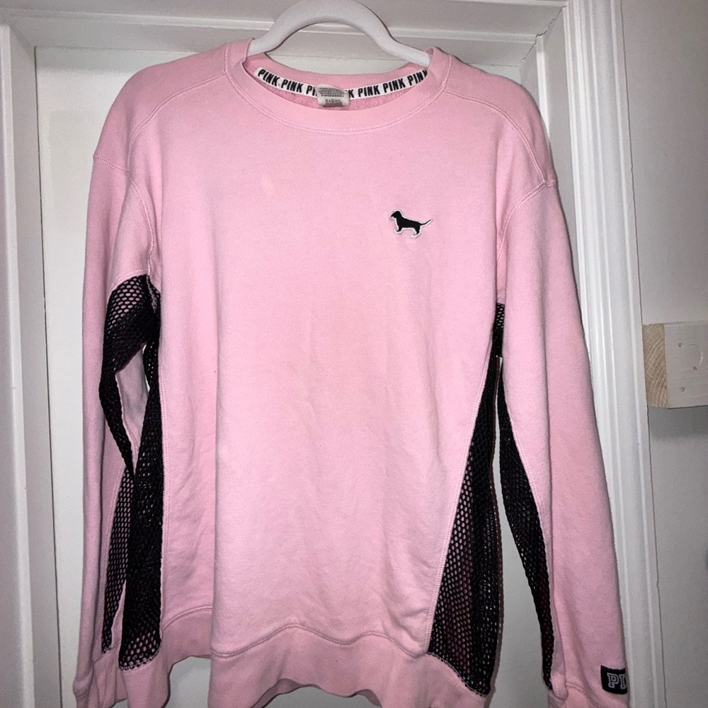 Victoria's Secret PINK Light Pink & Black Crewneck Sweater